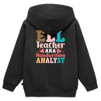 ELL-Lehrer englische Sprache - Kinder Premium Organic Zip Hoodie - Schwarz - Hinten - AI Model Kid Male (0cm)