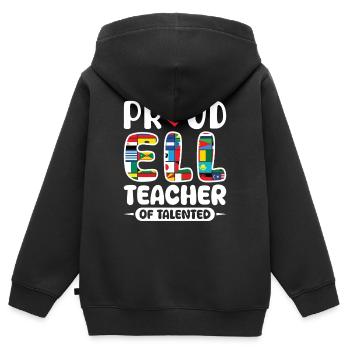 ELL-Lehrer englische Sprache - Kinder Premium Organic Zip Hoodie - Schwarz - Hinten - AI Model Kid Male (0cm)
