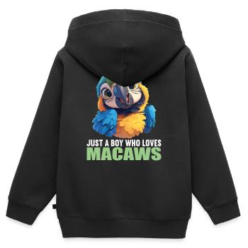 L’ère de l’ara - Sweat Premium à capuche zippé enfant bio - noir - Dos - AI Model Kid Male (0cm)