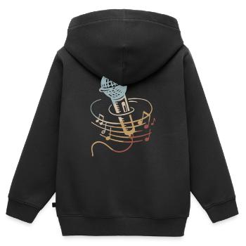 Sänger Mikrofon Karaoke Musiker Mikrophon Singen - Kinder Premium Organic Zip Hoodie - Schwarz - Hinten - AI Model Kid Male (0cm)