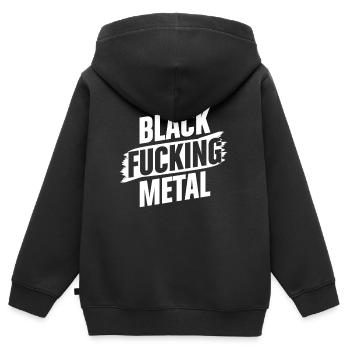 Black Metal Funny Sarcastic Music Typography Art - Kinder Premium Organic Zip Hoodie - Schwarz - Hinten - AI Model Kid Male (0cm)