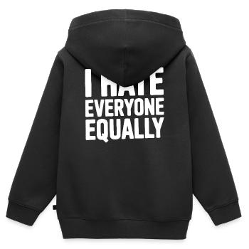 Je déteste tout le monde de la même façon - Sweat Premium à capuche zippé enfant bio - noir - Dos - AI Model Kid Male (0cm)