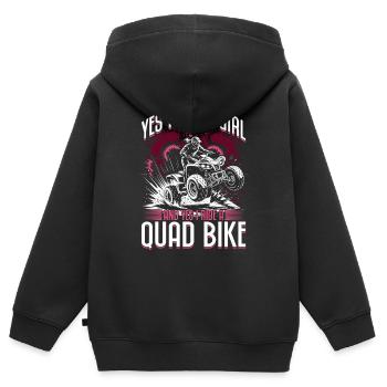 Quad ATV Femme Fille Quad Quad - Sweat Premium à capuche zippé enfant bio - noir - Dos - AI Model Kid Male (0cm)