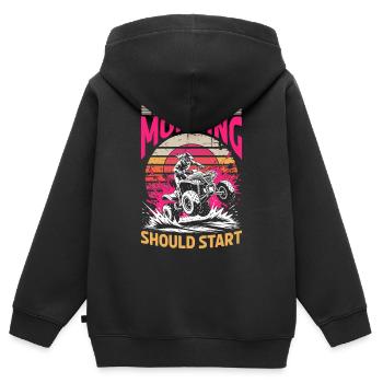 Quad ATV Femme Fille Quad Quad - Sweat Premium à capuche zippé enfant bio - noir - Dos - AI Model Kid Male (0cm)