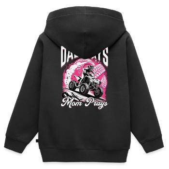 Quad ATV Femme Fille Quad Quad - Sweat Premium à capuche zippé enfant bio - noir - Dos - AI Model Kid Male (0cm)