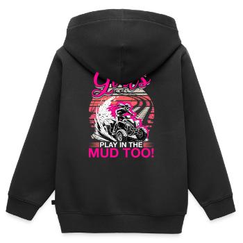 Quad ATV Femme Fille Quad Quad - Sweat Premium à capuche zippé enfant bio - noir - Dos - AI Model Kid Male (0cm)