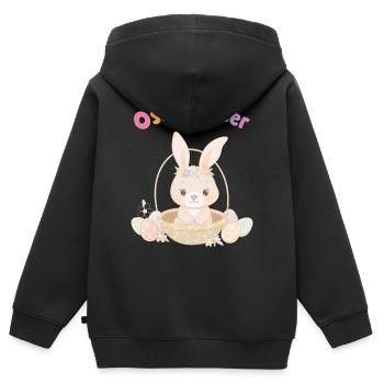 Osterwunder Häschen im Korb - Kinder Premium Organic Zip Hoodie - Schwarz - Hinten - AI Model Kid Male (0cm)