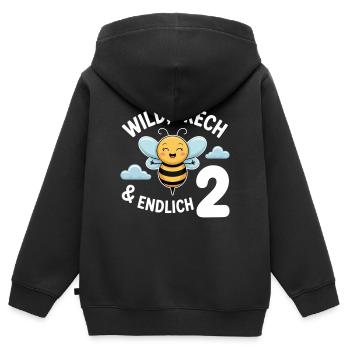 Bienchen Endlich 2 Jahre Mädchen Geburtstagsmotiv - Kinder Premium Organic Zip Hoodie - Schwarz - Hinten - AI Model Kid Male (0cm)