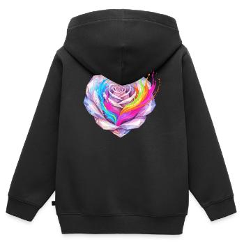 Kristallherz Regenbogenfusion - Kinder Premium Organic Zip Hoodie - Schwarz - Hinten - AI Model Kid Male (0cm)
