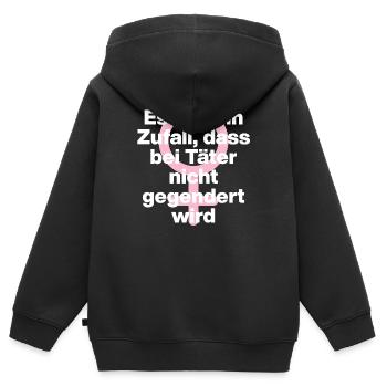 KEIN ZUFALL: TÄTER WERDEN GESCHONT! TÄTER GENDERN♀ - Kinder Premium Organic Zip Hoodie - Schwarz - Hinten - AI Model Kid Male (0cm)