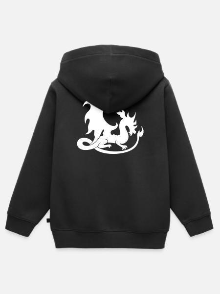 weiße Drachensilhouette im Flammenstil - Kinder Premium Organic Zip Hoodie - Schwarz