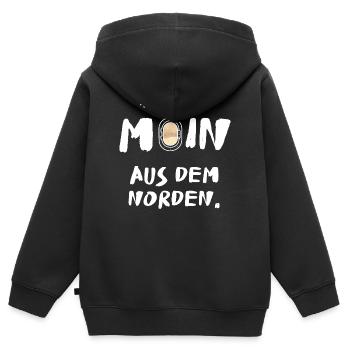 moin aus dem norden - Kinder Premium Organic Zip Hoodie - Schwarz - Hinten - AI Model Kid Male (0cm)