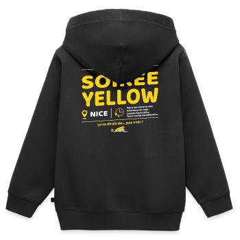 Soirée Yellow ! Soirées culte de Brice - Sweat Premium à capuche zippé enfant bio - noir - Dos - AI Model Kid Male (0cm)