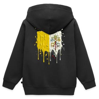 La séparation jaune-blanche du Vatican - Sweat Premium à capuche zippé enfant bio - noir - Dos - AI Model Kid Male (0cm)