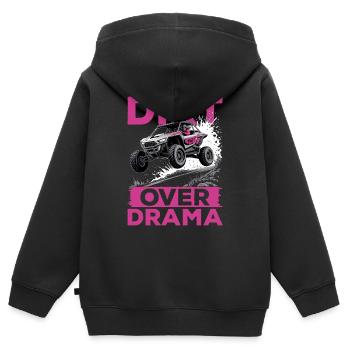 UTV Fille tout-terrain Femme 4 roues côte à côte - Sweat Premium à capuche zippé enfant bio - noir - Dos - AI Model Kid Male (0cm)