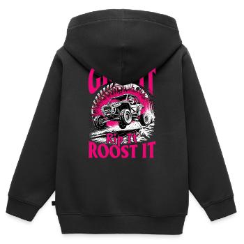 UTV Off Road Girl Woman 4 Wheeler Side by side - Kinder Premium Organic Zip Hoodie - Schwarz - Hinten - AI Model Kid Male (0cm)