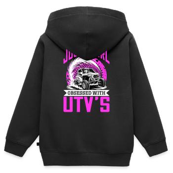 UTV Off Road Girl Woman 4 Wheeler Side by side - Kinder Premium Organic Zip Hoodie - Schwarz - Hinten - AI Model Kid Male (0cm)