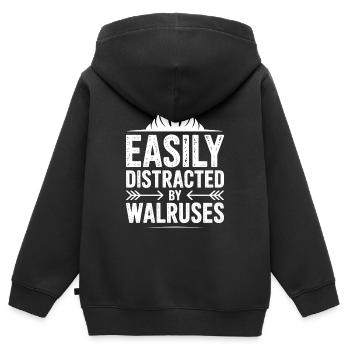 Paroles sur les morses Cadeau drôle de morse - Sweat Premium à capuche zippé enfant bio - noir - Dos - AI Model Kid Male (0cm)