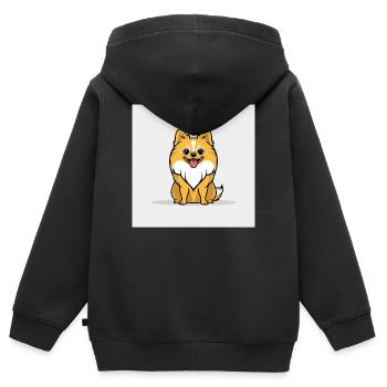 Kuscheliger Cartoon Hund - Kinder Premium Organic Zip Hoodie - Schwarz - Hinten - AI Model Kid Male (0cm)