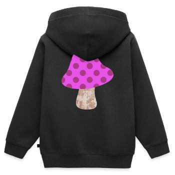 Motif de points champignons Points Points Roses Bonheur de la chambre de bébé - Sweat Premium à capuche zippé enfant bio - noir - Dos - AI Model Kid Male (0cm)