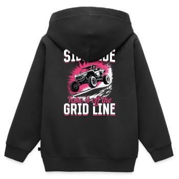 UTV Fille tout-terrain Femme 4 roues côte à côte - Sweat Premium à capuche zippé enfant bio - noir - Dos - AI Model Kid Male (0cm)