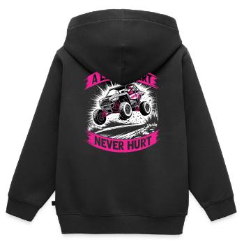 UTV Fille tout-terrain Femme 4 roues côte à côte - Sweat Premium à capuche zippé enfant bio - noir - Dos - AI Model Kid Male (0cm)