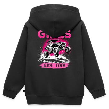 UTV Fille tout-terrain Femme 4 roues côte à côte - Sweat Premium à capuche zippé enfant bio - noir - Dos - AI Model Kid Male (0cm)