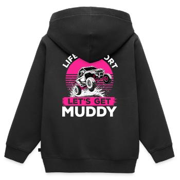 UTV Fille tout-terrain Femme 4 roues côte à côte - Sweat Premium à capuche zippé enfant bio - noir - Dos - AI Model Kid Male (0cm)