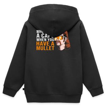 Coupe mulet Coupe mulet - Sweat Premium à capuche zippé enfant bio - noir - Dos - AI Model Kid Male (0cm)