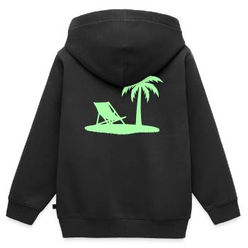 Palme Liegestuhl Strand Vektor - Kinder Premium Organic Zip Hoodie - Schwarz - Hinten - AI Model Kid Male (0cm)