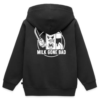 Milch geht böse: bedrohliche Kartonfigur - Kinder Premium Organic Zip Hoodie - Schwarz - Hinten - AI Model Kid Male (0cm)