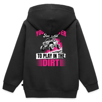UTV Fille tout-terrain Femme 4 roues côte à côte - Sweat Premium à capuche zippé enfant bio - noir - Dos - AI Model Kid Male (0cm)