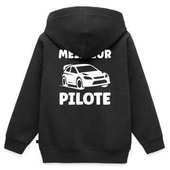 rallye - Sweat Premium à capuche zippé enfant bio - noir - Dos - AI Model Kid Male (0cm)