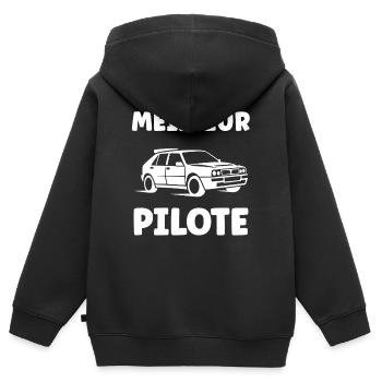 rallye - Sweat Premium à capuche zippé enfant bio - noir - Dos - AI Model Kid Male (0cm)