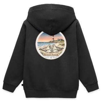 Dänemark - Romantik - Kinder Premium Organic Zip Hoodie - Schwarz - Hinten - AI Model Kid Male (0cm)