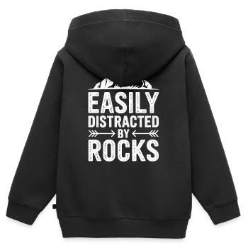 Pierres, propositions, pierres, drôle, cadeau de pierres - Sweat Premium à capuche zippé enfant bio - noir - Dos - AI Model Kid Male (0cm)