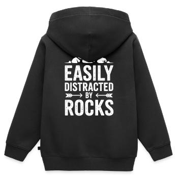 Pierres, propositions, pierres, drôle, cadeau de pierres - Sweat Premium à capuche zippé enfant bio - noir - Dos - AI Model Kid Male (0cm)