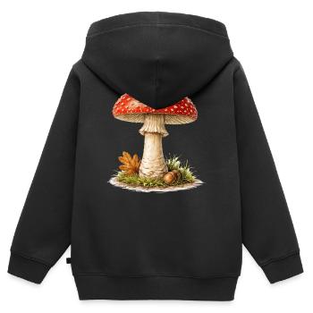 Fliegenpilz Herbsttraum - Kinder Premium Organic Zip Hoodie - Schwarz - Hinten - AI Model Kid Male (0cm)