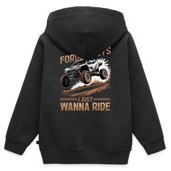 UTV Off Road Boy Men 4 Wheeler Side by side - Kinder Premium Organic Zip Hoodie - Schwarz - Hinten - AI Model Kid Male (0cm)