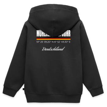 Mühlheim an der Ruhr - Kinder Premium Organic Zip Hoodie - Schwarz - Hinten - AI Model Kid Male (0cm)