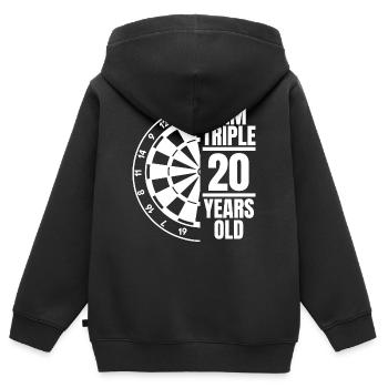 J’ai trois fois 20 ans - Sweat Premium à capuche zippé enfant bio - noir - Dos - AI Model Kid Male (0cm)