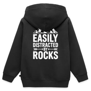Pierres, propositions, pierres, drôle, cadeau de pierres - Sweat Premium à capuche zippé enfant bio - noir - Dos - AI Model Kid Male (0cm)