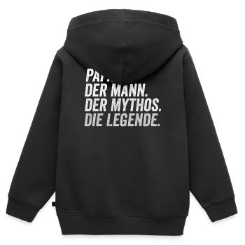 Papa Mann Mythos Legende - Kinder Premium Organic Zip Hoodie - Schwarz - Hinten - AI Model Kid Male (0cm)