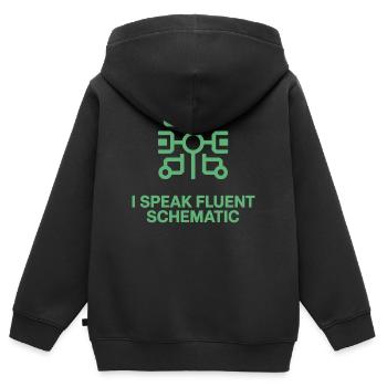 Je parle couramment la technologie des schémas circuités - Sweat Premium à capuche zippé enfant bio - noir - Dos - AI Model Kid Male (0cm)