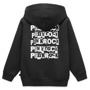 Punkrock-Wiederholungsdruck - Kinder Premium Organic Zip Hoodie - Schwarz - Hinten - AI Model Kid Male (0cm)