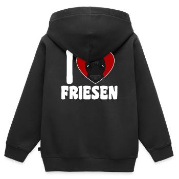 Ich liebe Friesen - Pferdeherz - Kinder Premium Organic Zip Hoodie - Schwarz - Hinten - AI Model Kid Male (0cm)