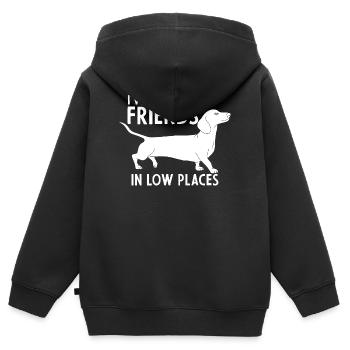 Dackel in niedrigen Lagen - Kinder Premium Organic Zip Hoodie - Schwarz - Hinten - AI Model Kid Male (0cm)