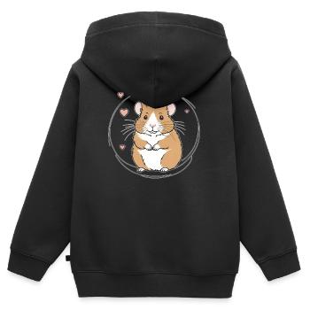 Herzlicher Hamster - Kinder Premium Organic Zip Hoodie - Schwarz - Hinten - AI Model Kid Male (0cm)