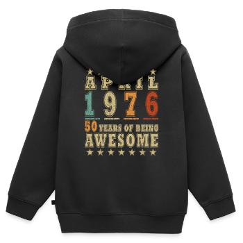 Année du jubilé avril 1976 - Sweat Premium à capuche zippé enfant bio - noir - Dos - AI Model Kid Male (0cm)