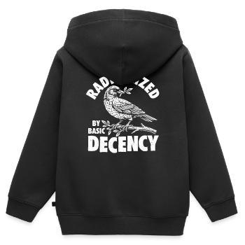 Radikalisierte Grundanständigkeit Soziale Gerechtigkeit Freundlichkeit - Kinder Premium Organic Zip Hoodie - Schwarz - Hinten - AI Model Kid Male (0cm)